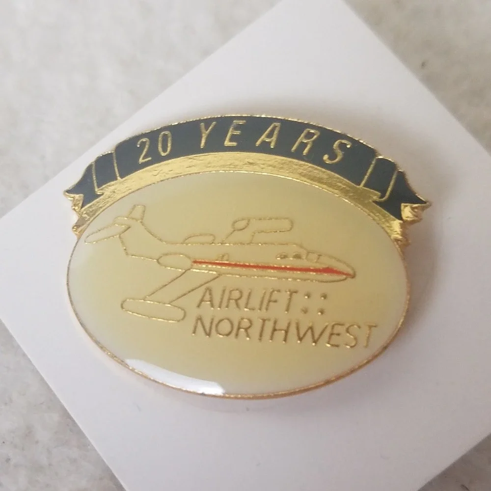 Airlift Northwest 20‎ Years Aviation Jet Airplane Enamel Lapel Pin vintage